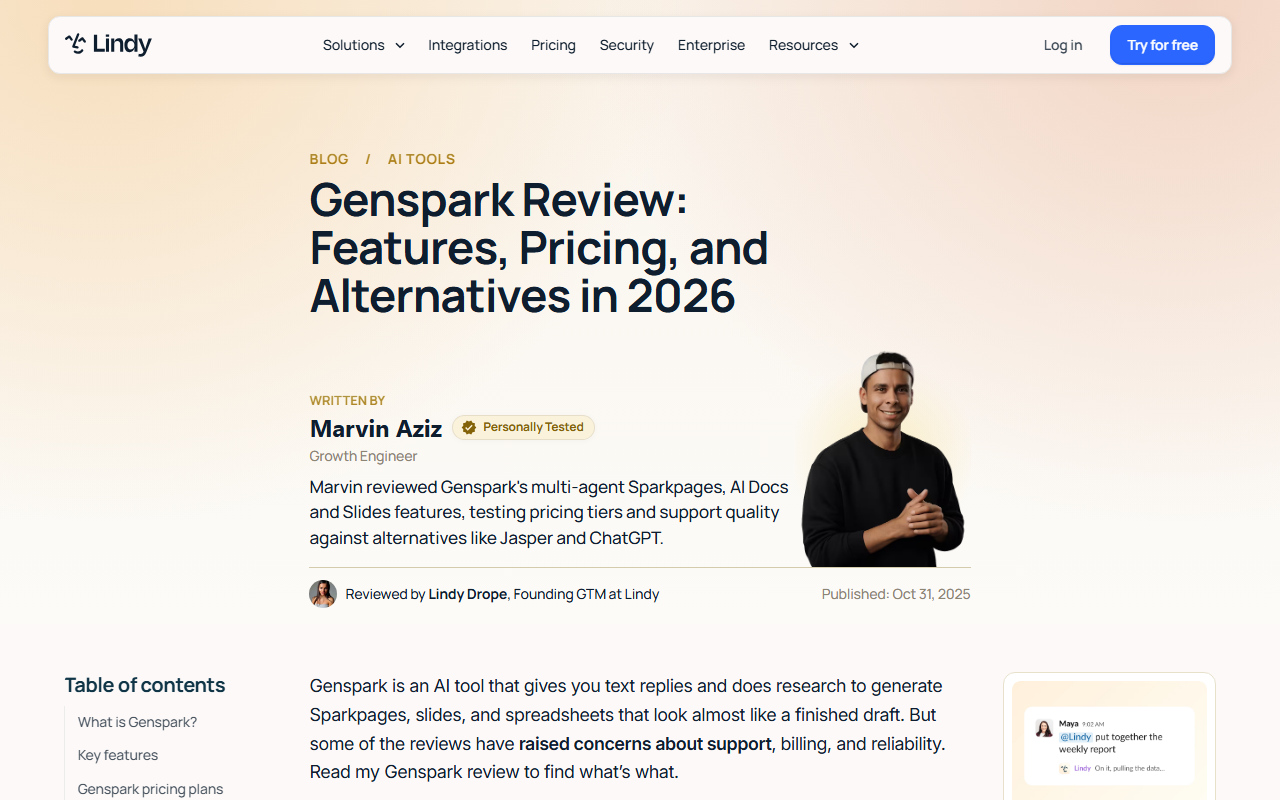 A Genspark review published October 31, 2025, stating some reviews had "raised concerns about support, billing, and reliability"